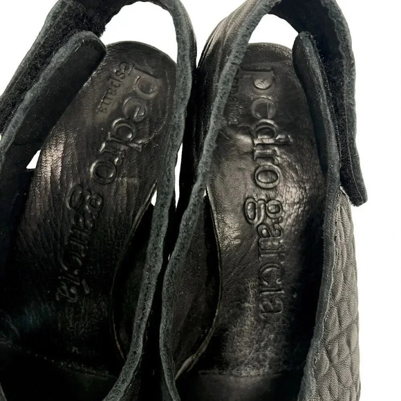 Pedro Garcia Luna Mid-Heel Slingback Sandals Soft Suede Cork Black Size 7.5 - Picture 6 of 9